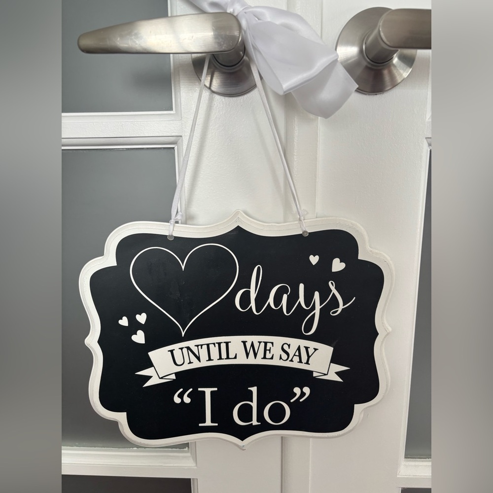 Charming Black and White Wedding Countdown Sign
